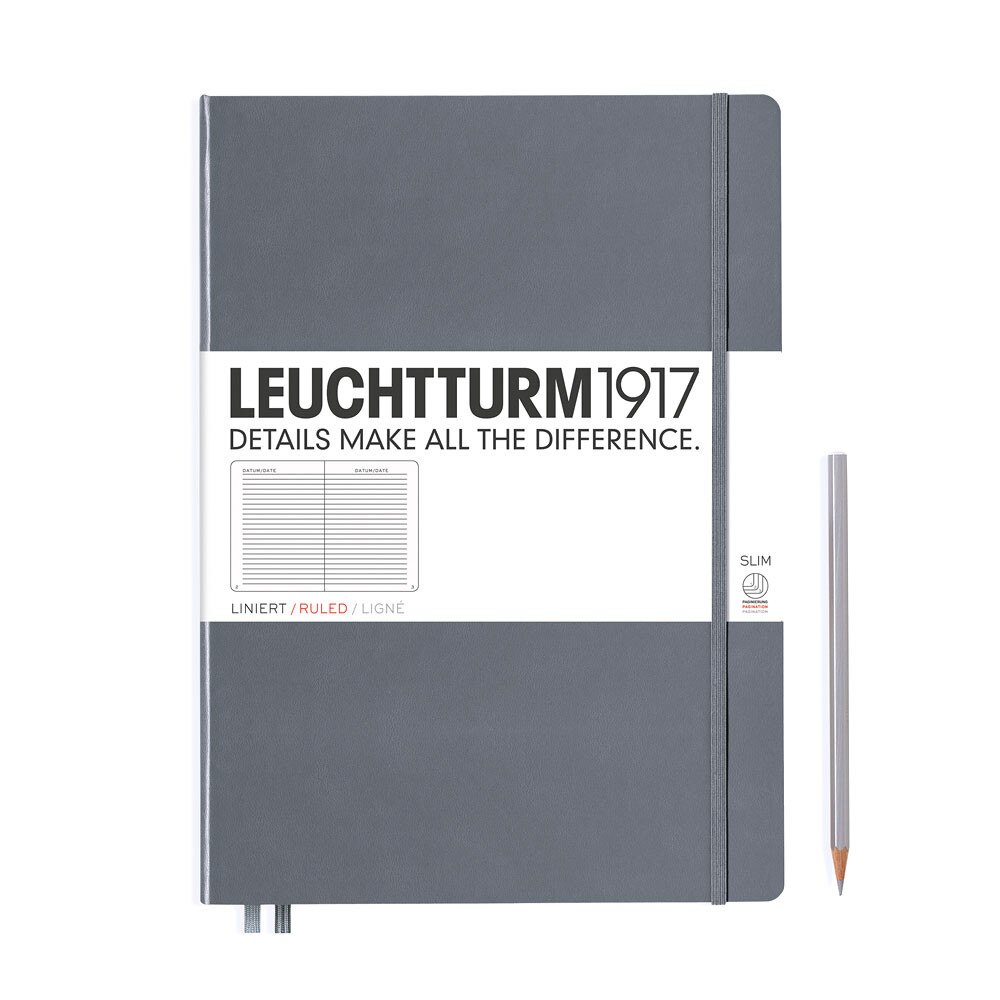 Leuchtturm 1917 Master Slim A4+ Hardcover Notebook 121ct – Anthracite – Ruled